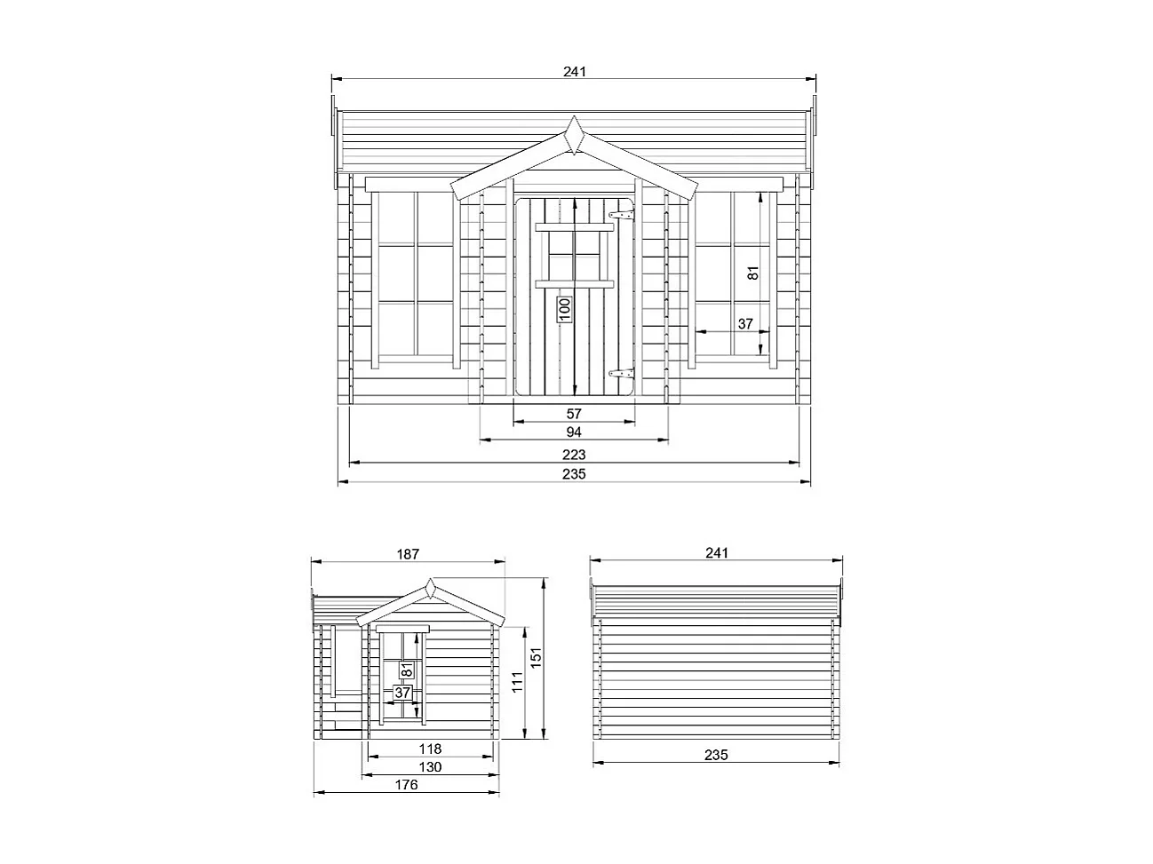 Maison en bois pour enfants -  241x187xH151cm/2.63m2 - M520