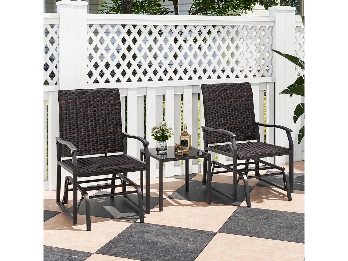 3tlg. Rattan Balkonmöbel Set Balkonset mit 2 Stühlen & Tisch Gartenmöbel mit Gepolstertem Sitz