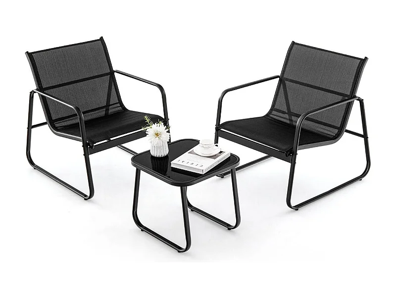 3-teiliges Gartenmöbel-Set 2 Stühle + Tisch