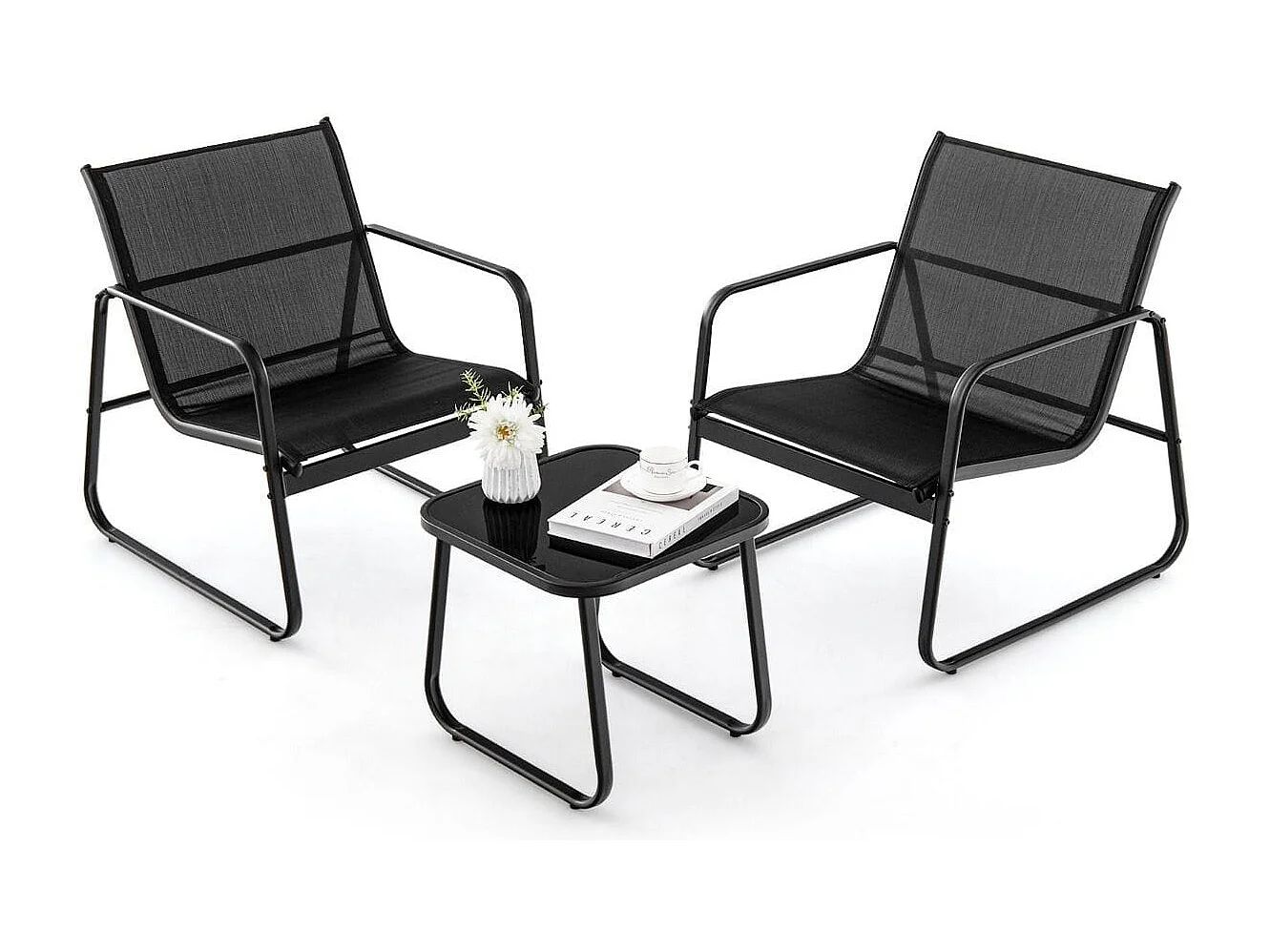 3-teiliges Gartenmöbel-Set 2 Stühle + Tisch