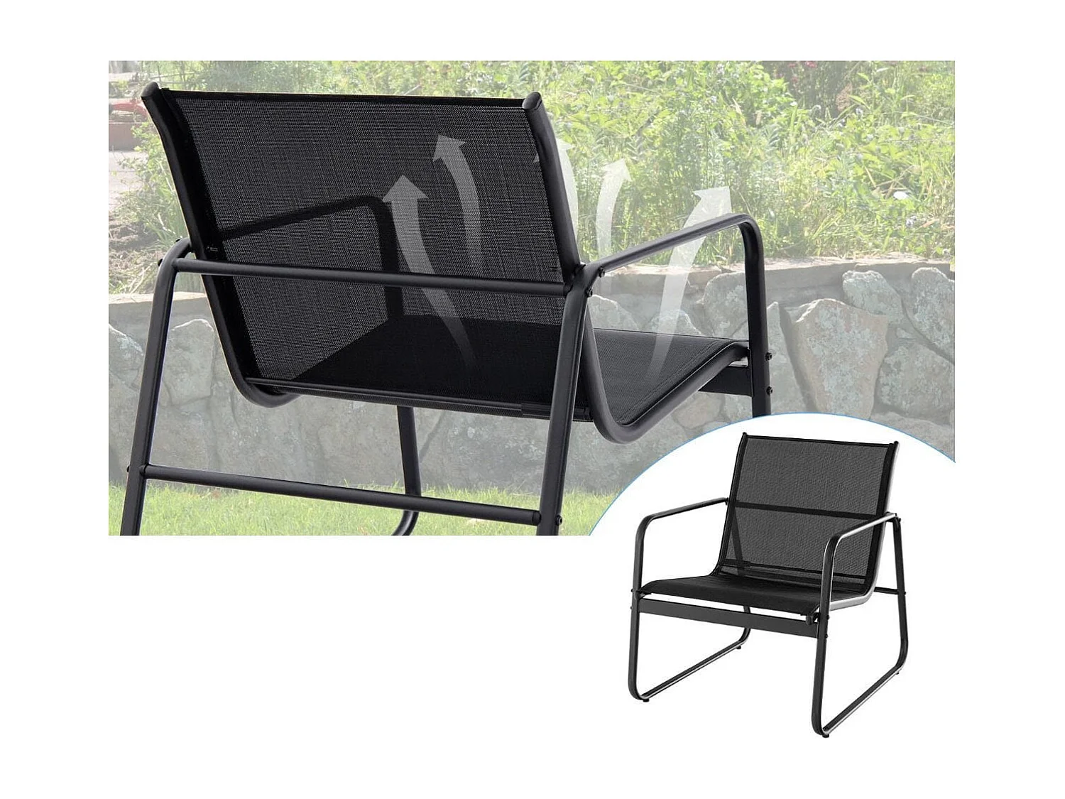 3-teiliges Gartenmöbel-Set 2 Stühle + Tisch