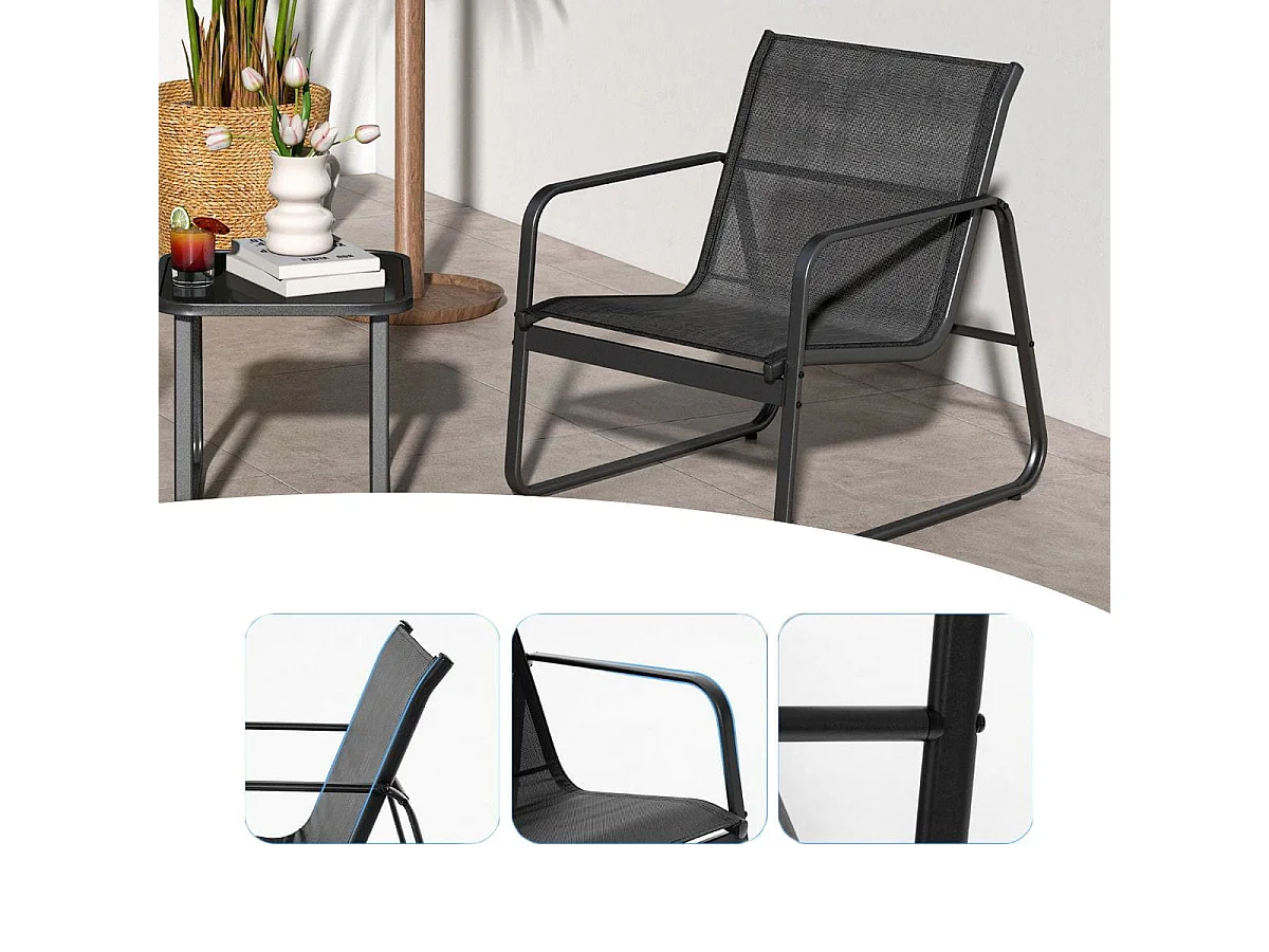 3-teiliges Gartenmöbel-Set 2 Stühle + Tisch