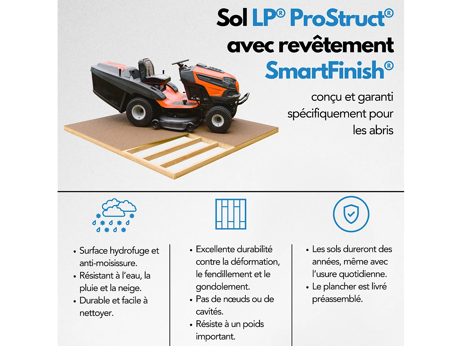 Abri de jardin en bois avec plancher LP ProStruct - 226x236xH224 cm / 4.33 m² - M369+M369G