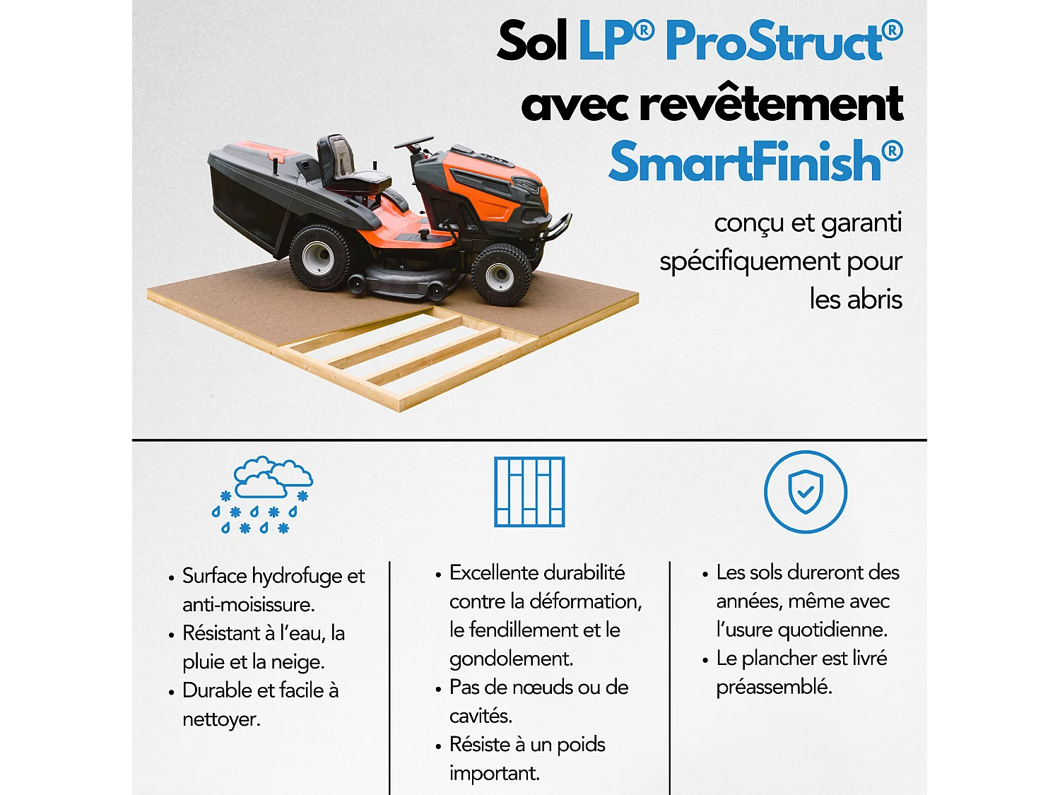 Abri de jardin en bois avec plancher LP ProStruct - 226x236xH224 cm / 4.33 m² - M369+M369G