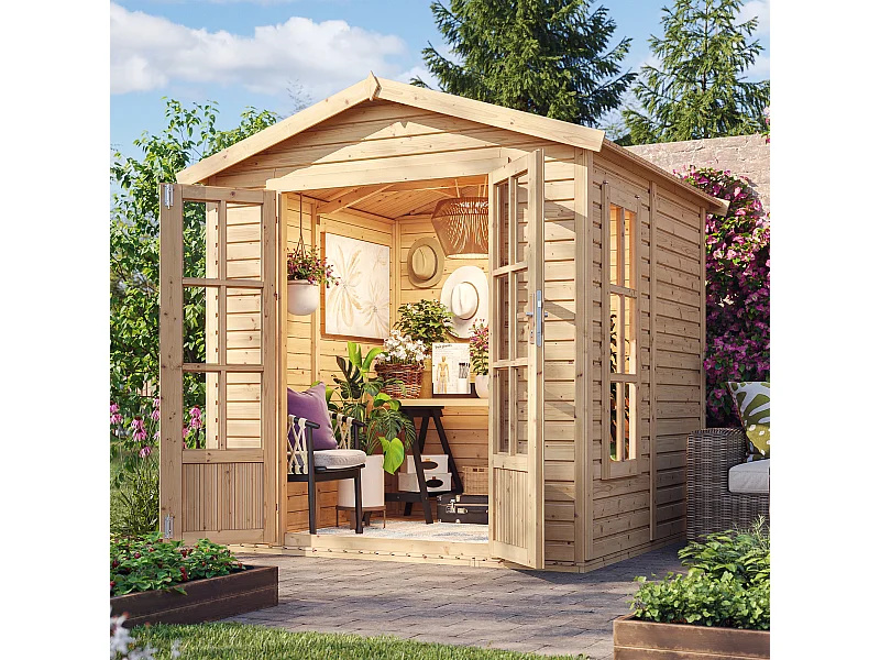 Cabane en bois avec plancher, avec bardeaux bitumineux couleur l233xP222xH233cm - TIMBELA M351FB+H351FBGREEN