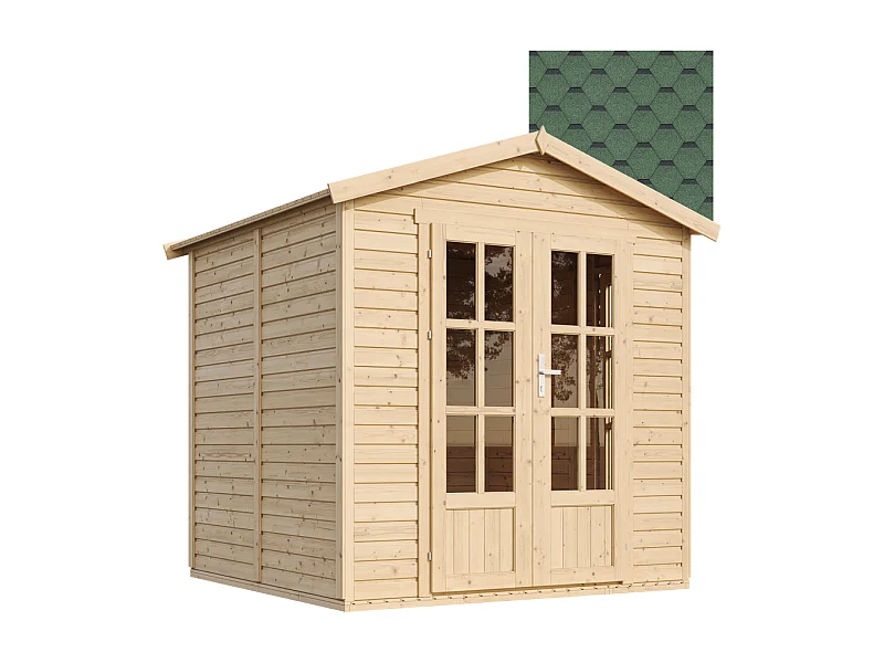 Galpão de madeira com telhas betuminosas - 4 m² / W233xD222xH233cm - M351FB+H351FBGREEN