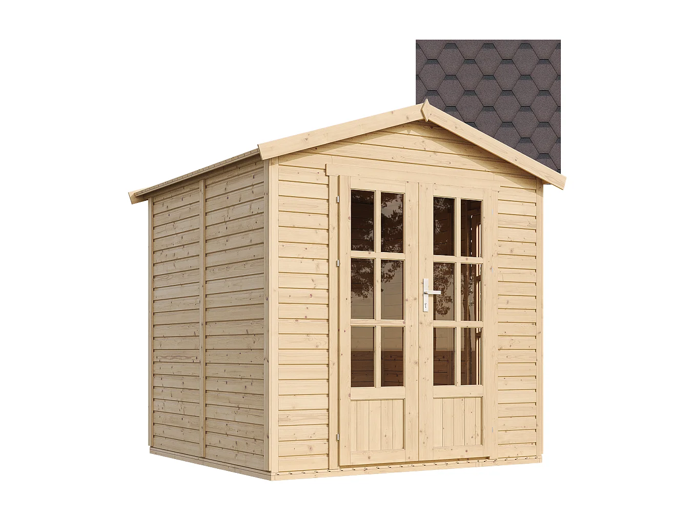 Ufficio in legno da giardino con tegole bituminose - W233xD222xH233 cm - M351FB+H351FBBROWN