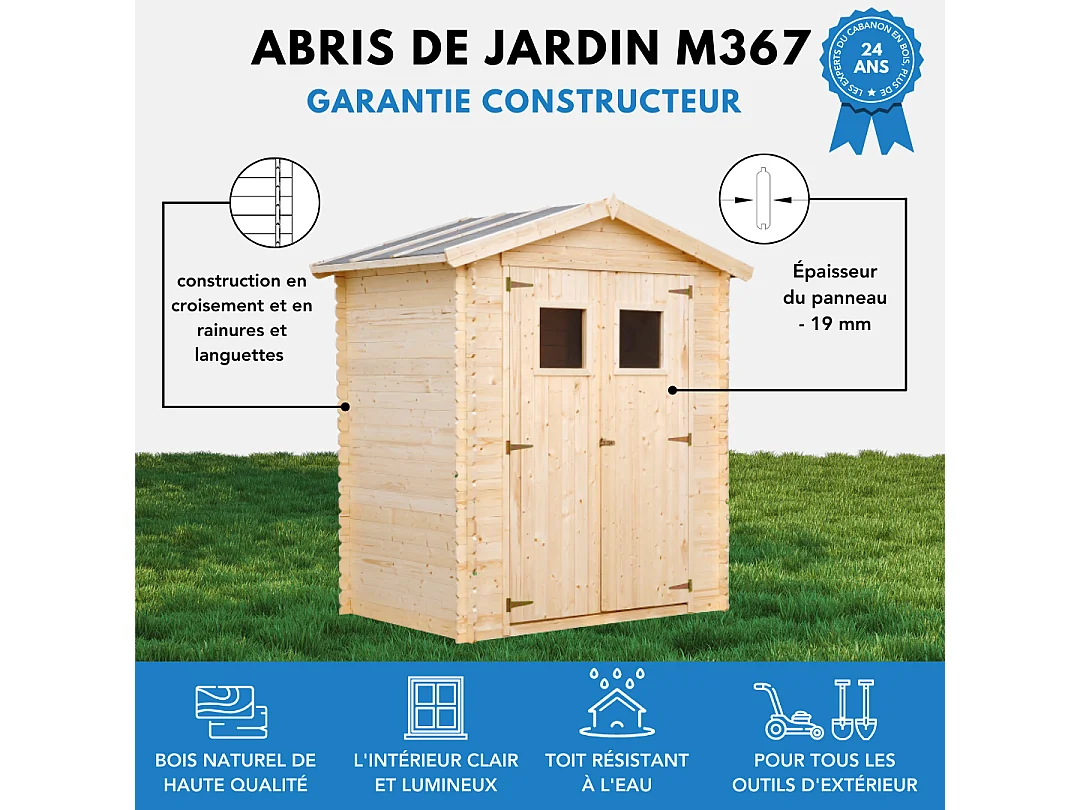 Timbela domek narzędziowy z podłogą - 180 x 130 cm – 2 m2 - M367+M367G