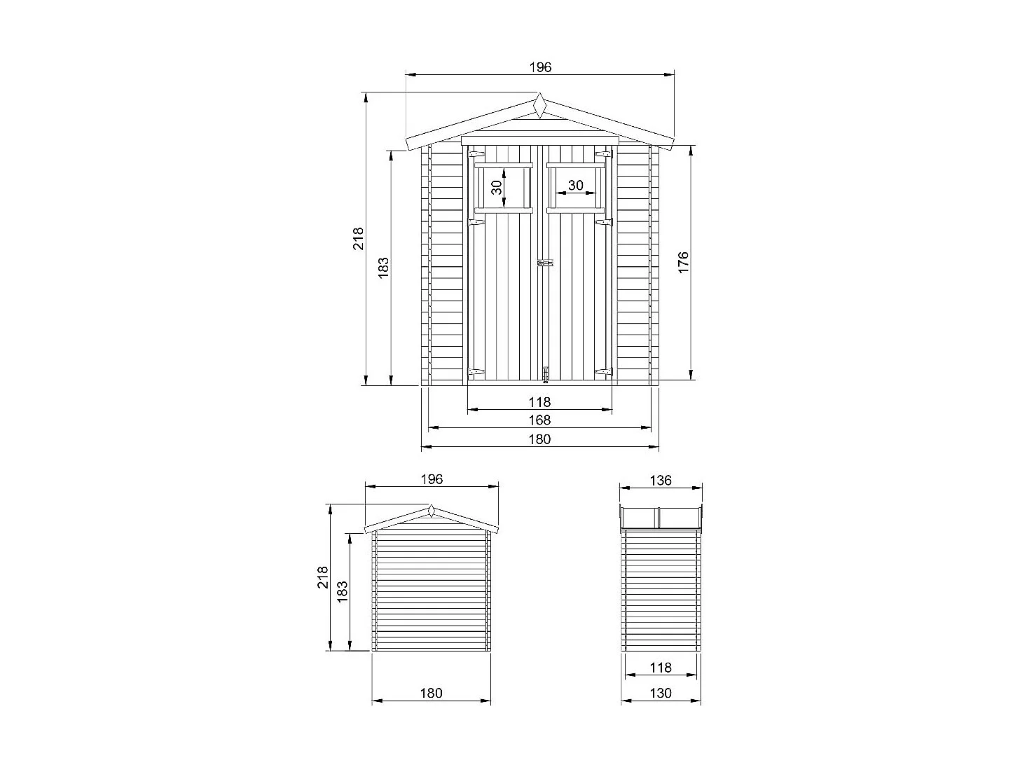 Cobertizo de madera - 136x196 cm / 1.98m² - M367