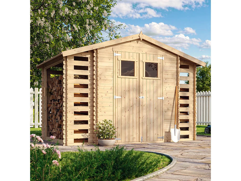 Houten tuinhuis-brandhoutschuurtje zonder vloer - 5.47 m² - M391