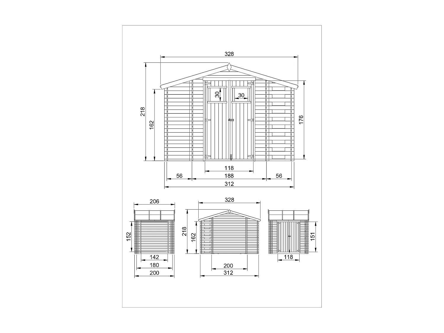 Timbela M389+M389G - Houten tuinhuis-brandhoutschuurtje 5,41 m2 - met geimpregneerde vloer