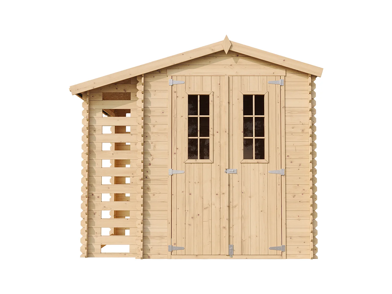TIMBELA Gartenhaus Holz Mit Brennholzschuppen M386C+M386G - mit Boden Imprägnierte - 3,53 + 0,97 m2