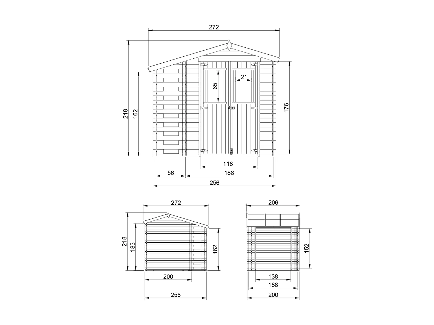 TIMBELA Gartenhaus Holz Mit Brennholzschuppen M386C+M386G - mit Boden Imprägnierte - 3,53 + 0,97 m2
