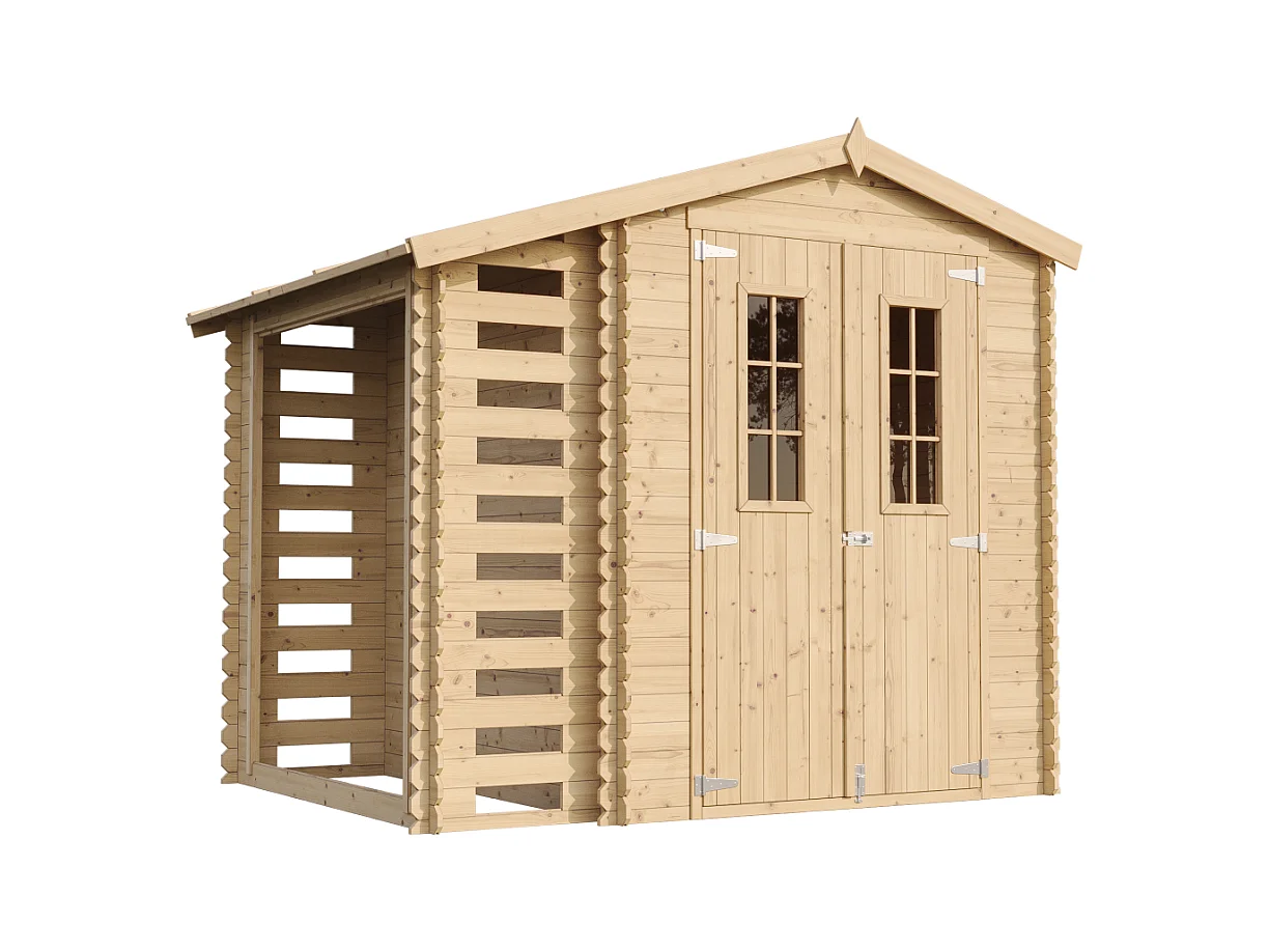 Timbela M386C+M386G - Houten tuinhuis-brandhoutschuurtje 4.33 m2 - met geimpregneerde vloer