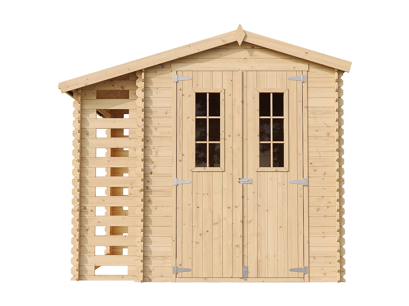 Gartenhaus holz mit brennholzschuppen mit boden imprägnierte - 3.53+0.97 m² - M386C+M386G