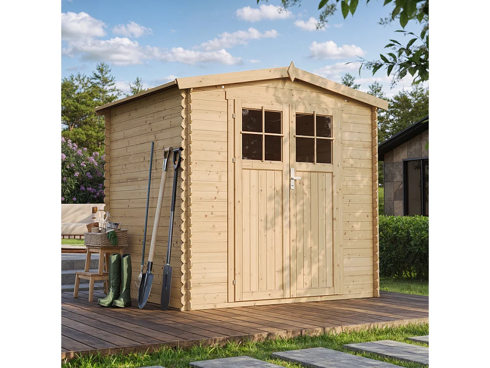 Gartenhaus Holz - Gerätehaus Hochwertige abschließbare Tür mit Boden Imprägnierte - 4,33 m2 - TIMBELA M369F+M369G