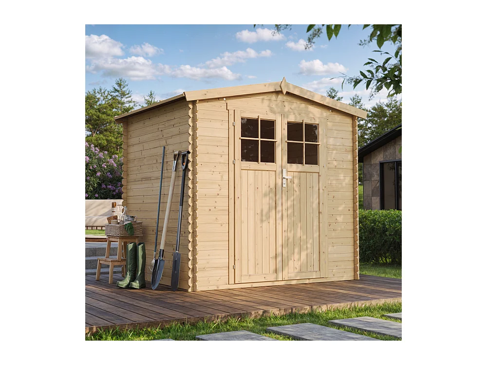 Abri de jardin en bois AVEC SOL TRAITÉ - I236xL226xH218 cm/ 4,33 m2 - TIMBELA M369F+M369G