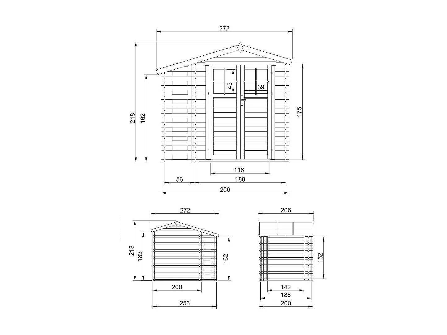 Abri de jardin en bois et range bûches extérieur - 3,53 + 0,97 m2 - M386F