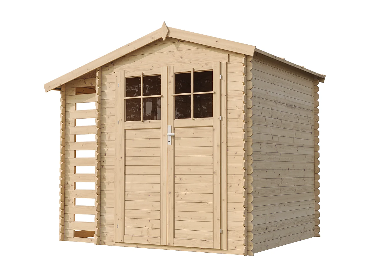 Abri de jardin en bois et range bûches extérieur - 3,53 + 0,97 m2 - M386F