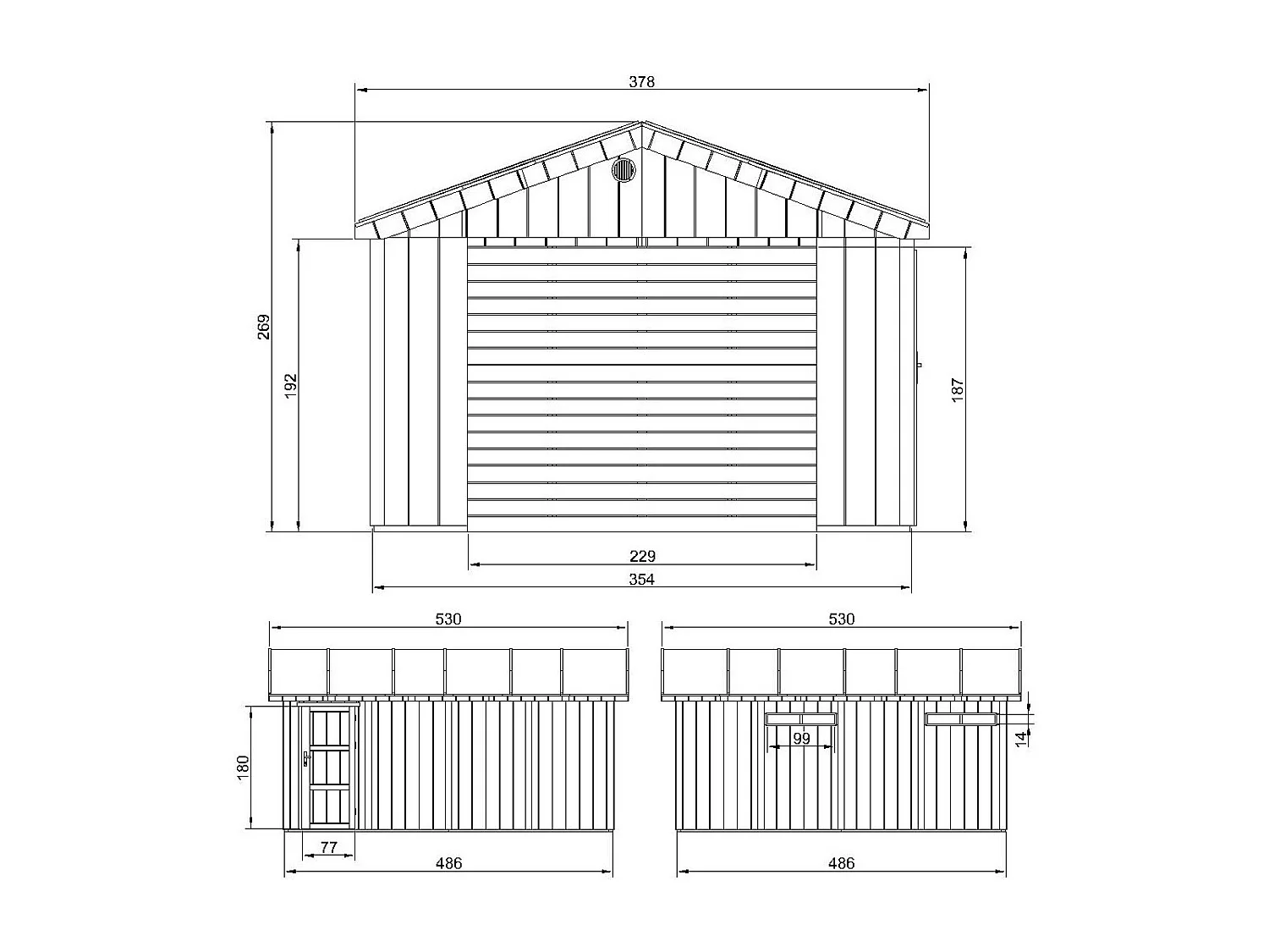 Garage qualité premium - 17 m² L378xl530 cm - garage pour auto, moto, vélos, machines de jardinage - M991B