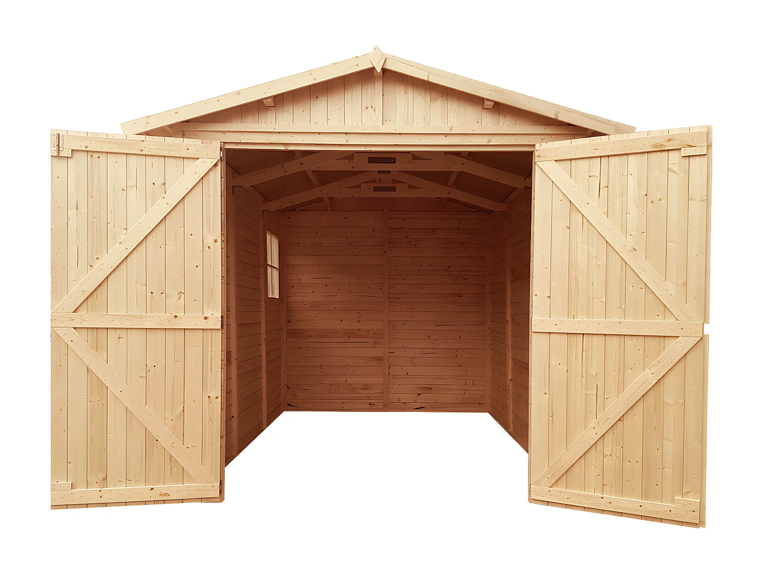 GARAGE en Bois Naturel - H222x244x320 cm/ 6 m²  - TIMBELA M105