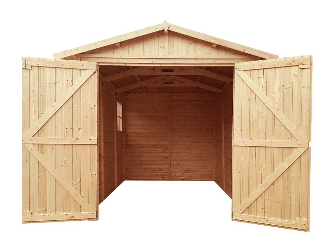 Houten garage, chalet met ramen - 18 m² / H222x244x320 cm - M105