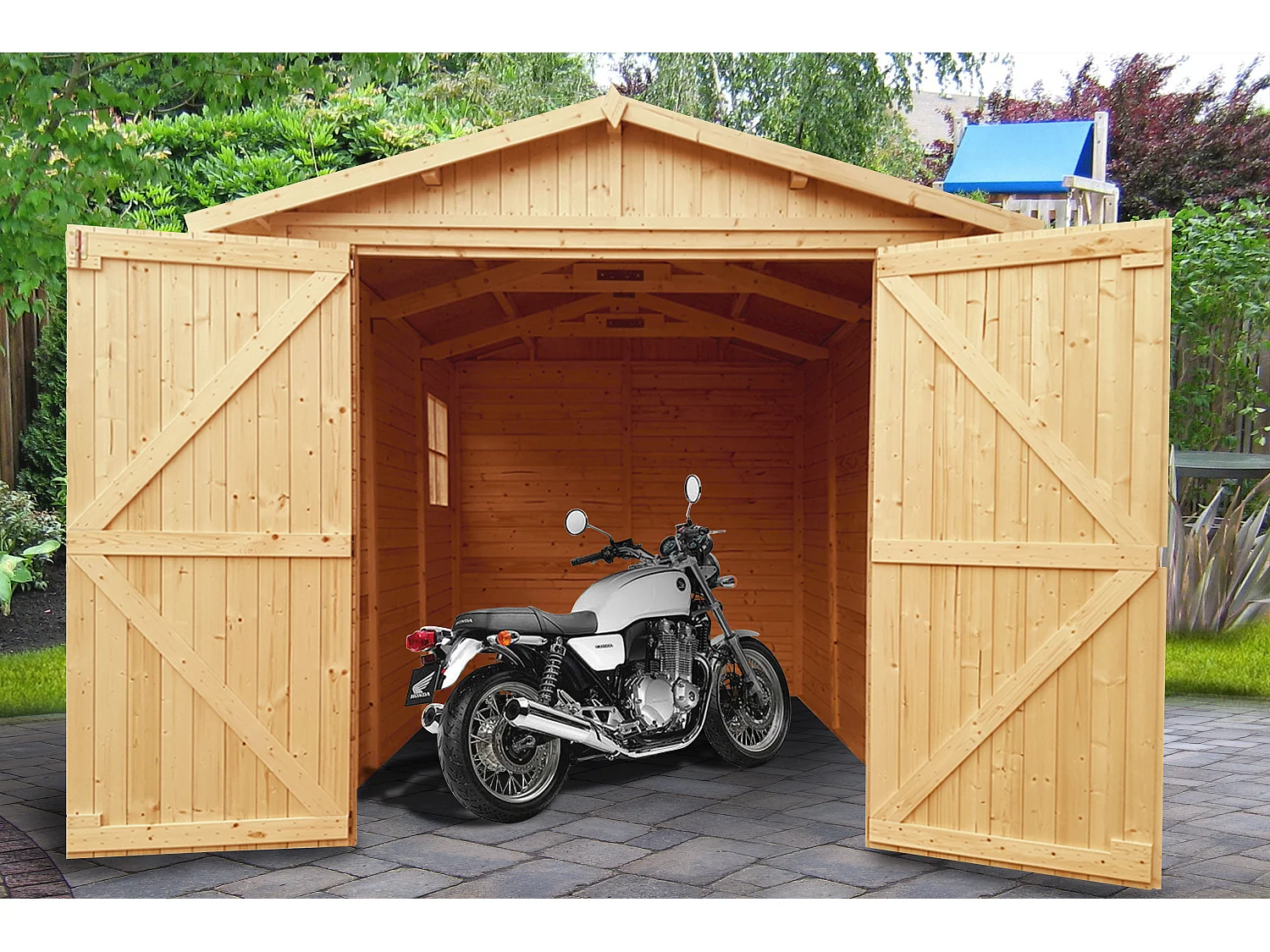 Garage in legno naturale - A222x320x244 cm / 6 m² - M105