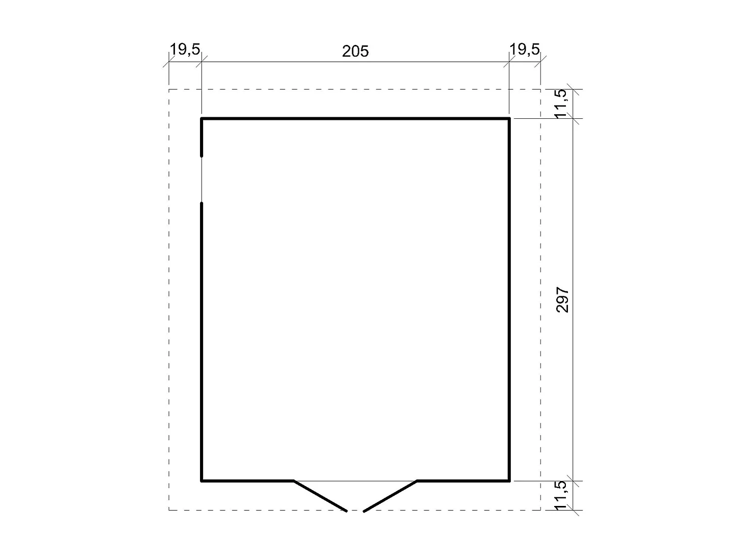 Drewniany garaż - 297x205cm - 6,09 m² - M105