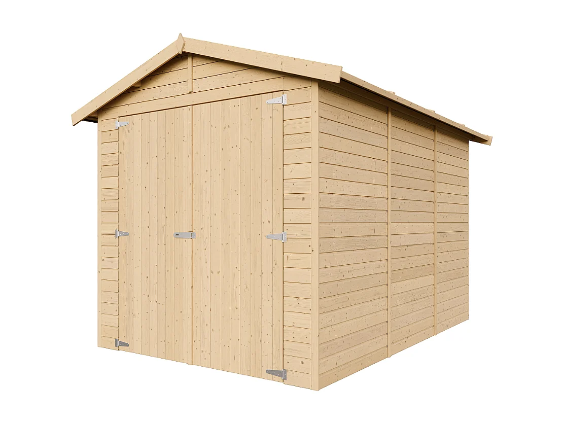 Garage en bois naturel - H222x244x320 cm/ 6 m² - M105