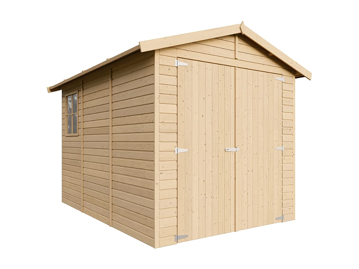 Garage en bois naturel - H222x244x320 cm/ 6 m² - M105