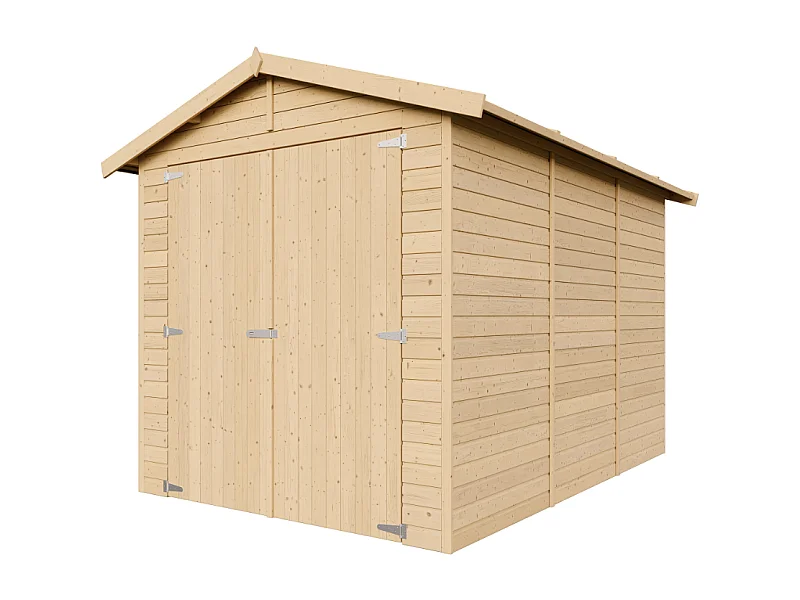 Garage en bois naturel - H222x244x320 cm/ 6 m² - M105