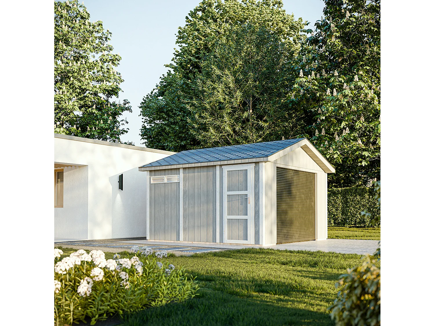 Garage QUALITÉ PREMIUM 13 m² - L378xl412 cm - Timbela M990B