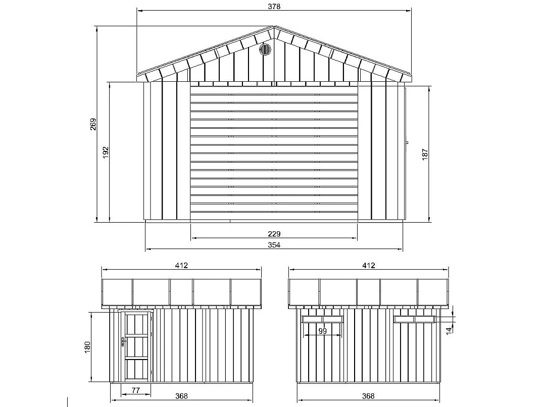 Garage premium qualität - 13 m² / L378xB412 cm - M990B