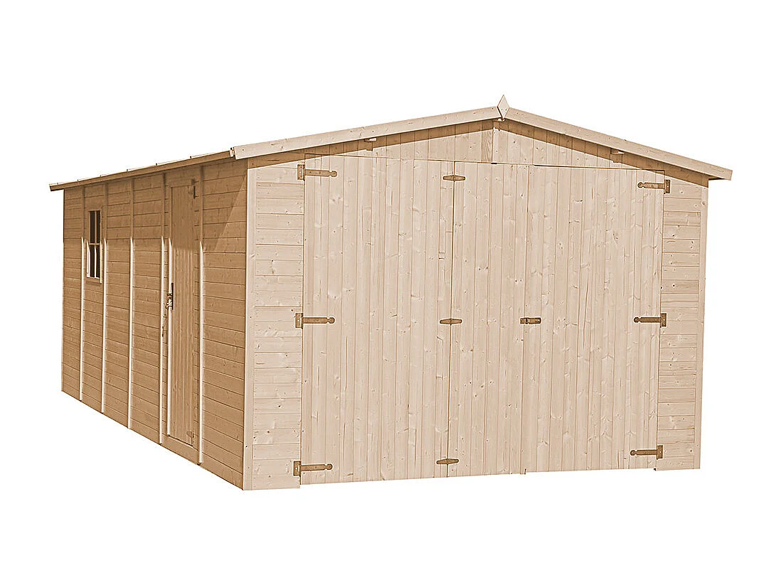 Garage en bois naturel - H222X616x324 cm/18 m² - M102