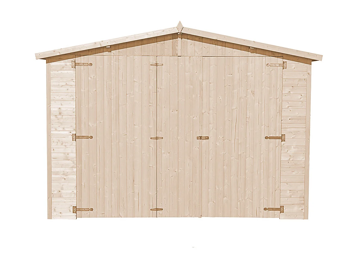 Garage en bois naturel - H222X616x324 cm/18 m² - M102