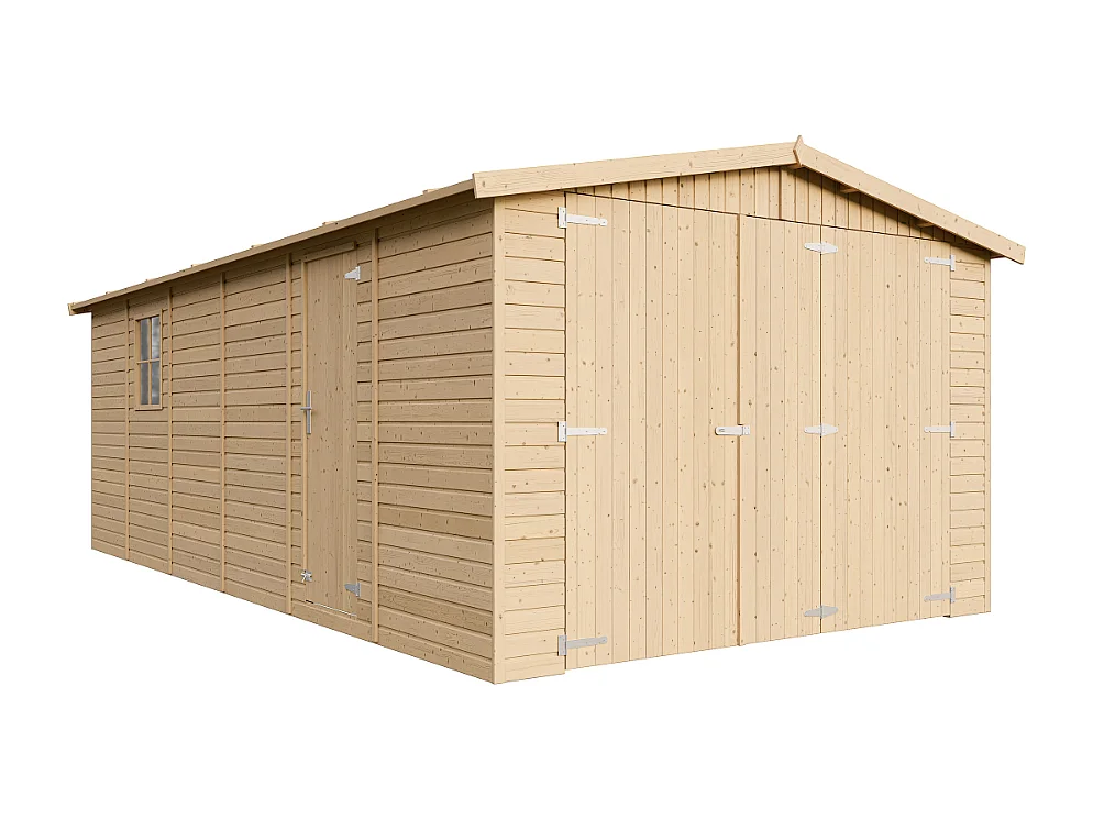Garage en bois naturel - H222X616x324 cm/18 m² - M102