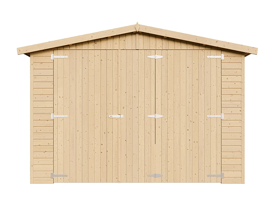 Garage en bois naturel - H222X616x324 cm/18 m² - M102