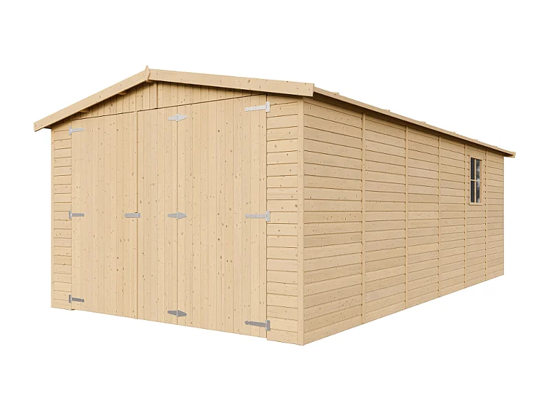 Garage en bois naturel - H222X616x324 cm/18 m² - M102
