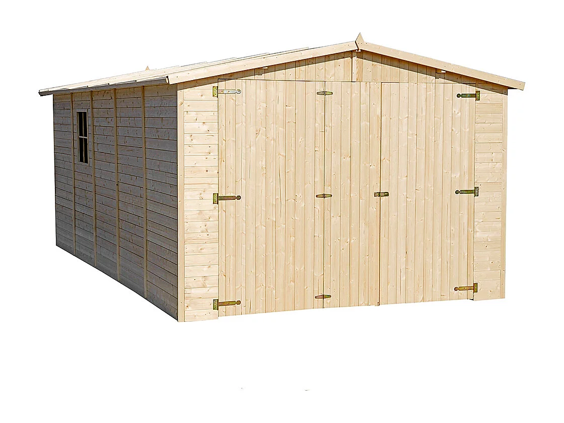 Garage en bois naturel - H222x516x324 cm/15 m² - M101