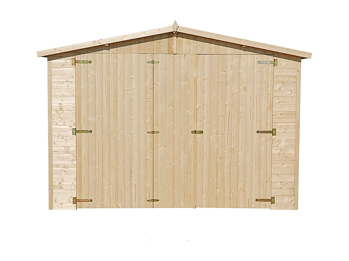Garage en bois naturel - H222x516x324 cm/15 m² - M101