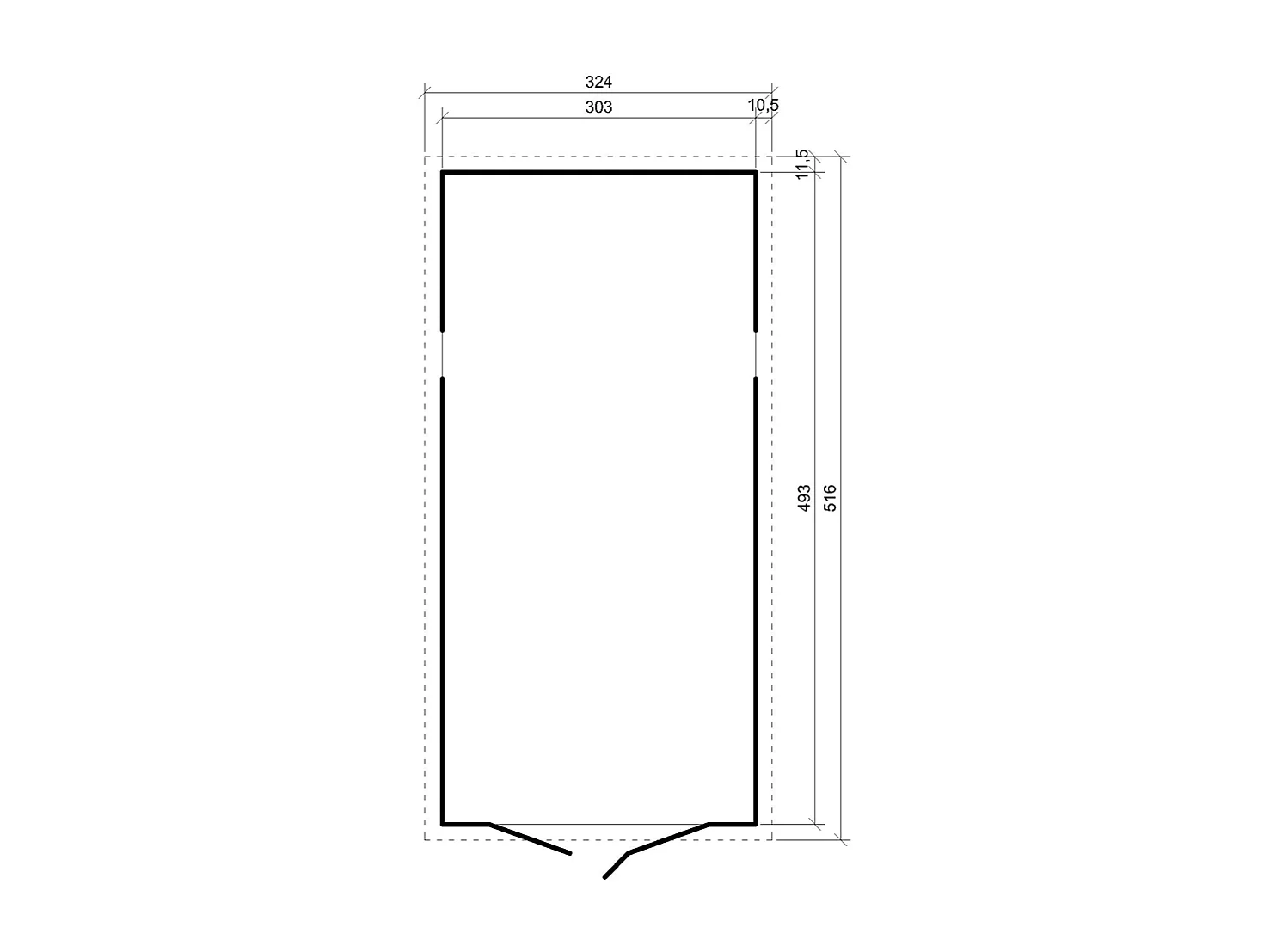 Garage en bois naturel - H222x516x324 cm/15 m² - M101