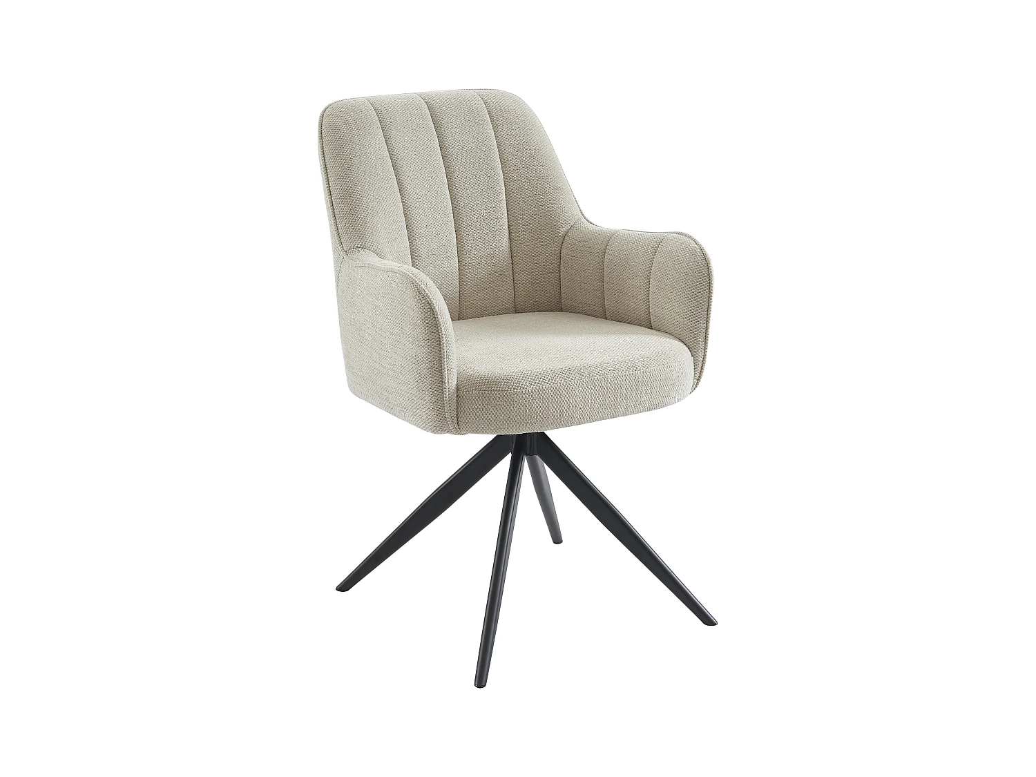 Lot de 6 chaises pivotantes avec accoudoirs en tissu et métal noir - Crème - LEJINA de Pascal Morabito