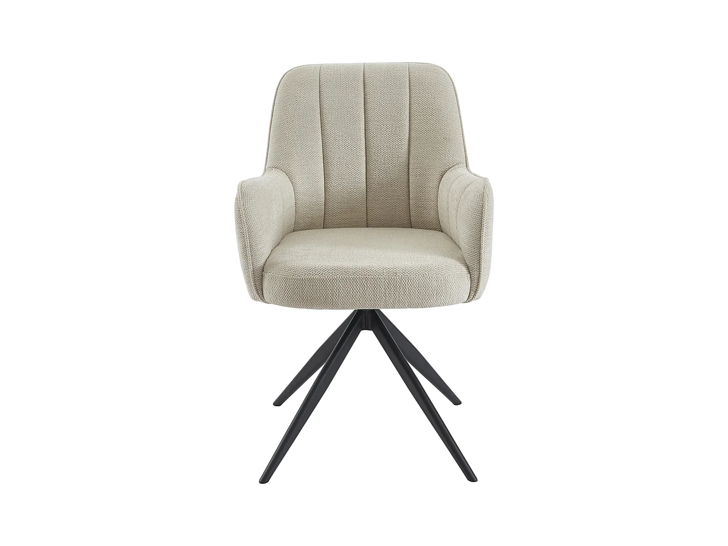 Lot de 6 chaises pivotantes avec accoudoirs en tissu et métal noir - Crème - LEJINA de Pascal Morabito