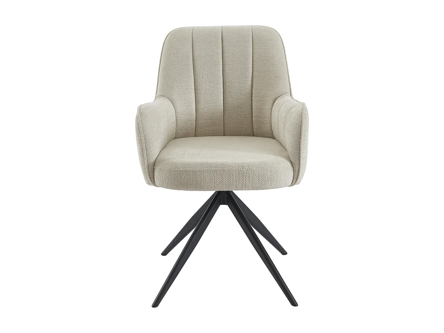 Lot de 6 chaises pivotantes avec accoudoirs en tissu et métal noir - Crème - LEJINA de Pascal Morabito