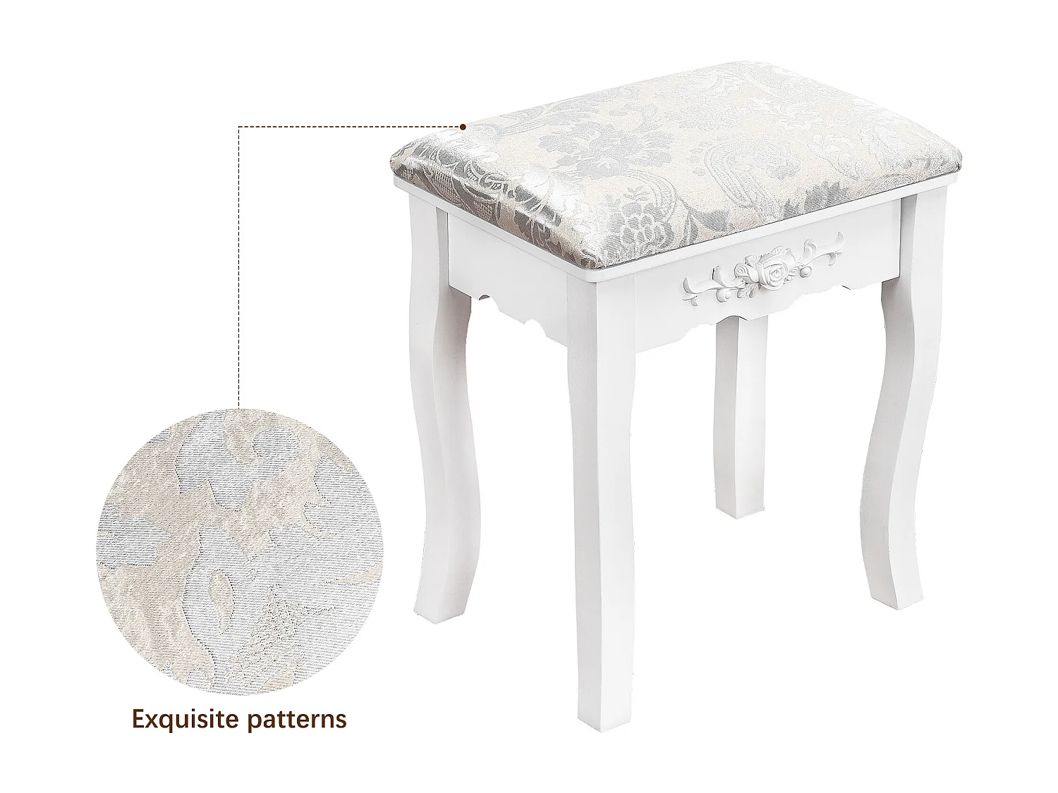 Tocador, con Taburete, 3 Espejos, Espejo Giratorio y 4 Cajones, Ideal para Niños y Adultos, Color Blanco