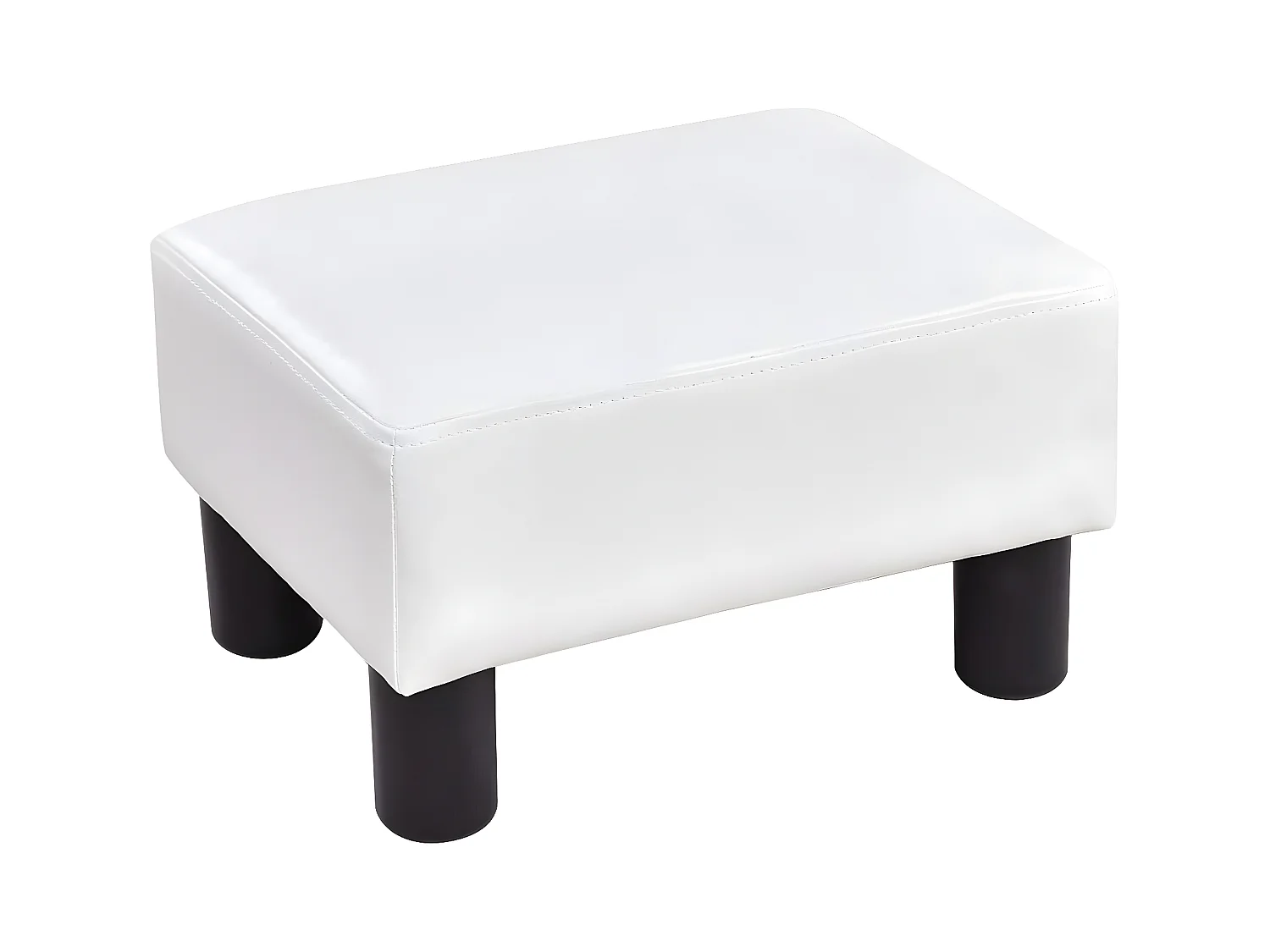 Tabouret Pouf Assis Tabouret Repose-Pieds Cube Siège PU avec Pieds 40*30*24 cm Blanc