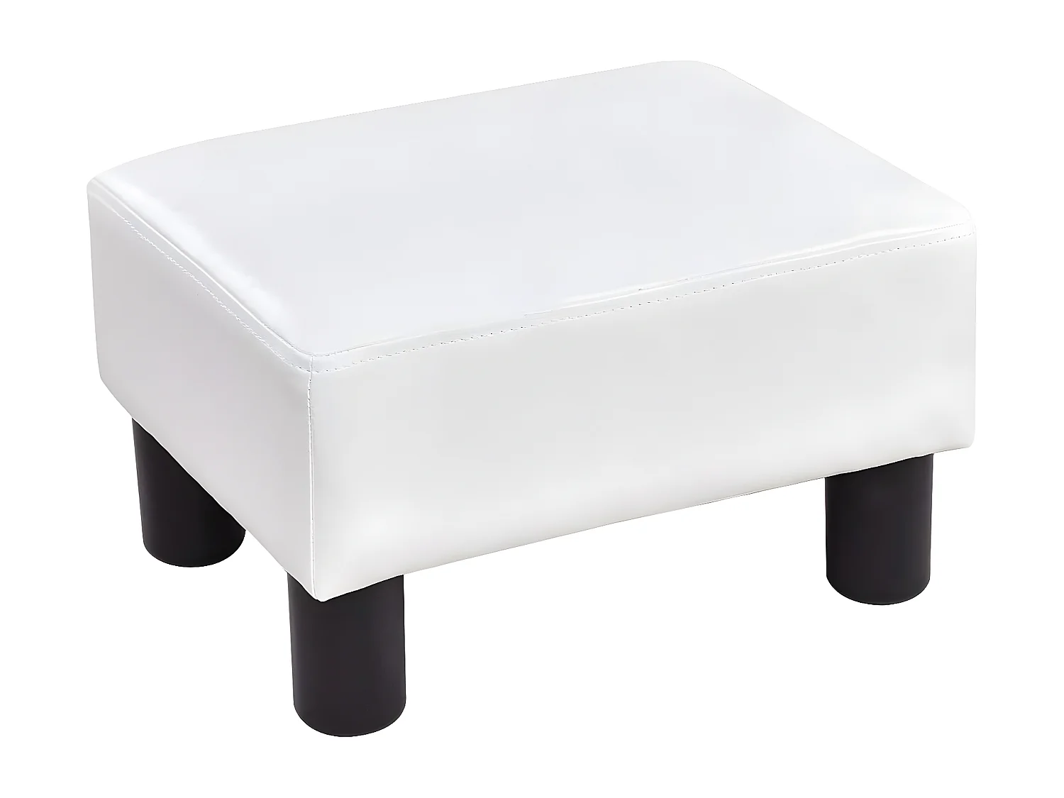 Tabouret Pouf Assis Tabouret Repose-Pieds Cube Siège PU avec Pieds 40*30*24 cm Blanc