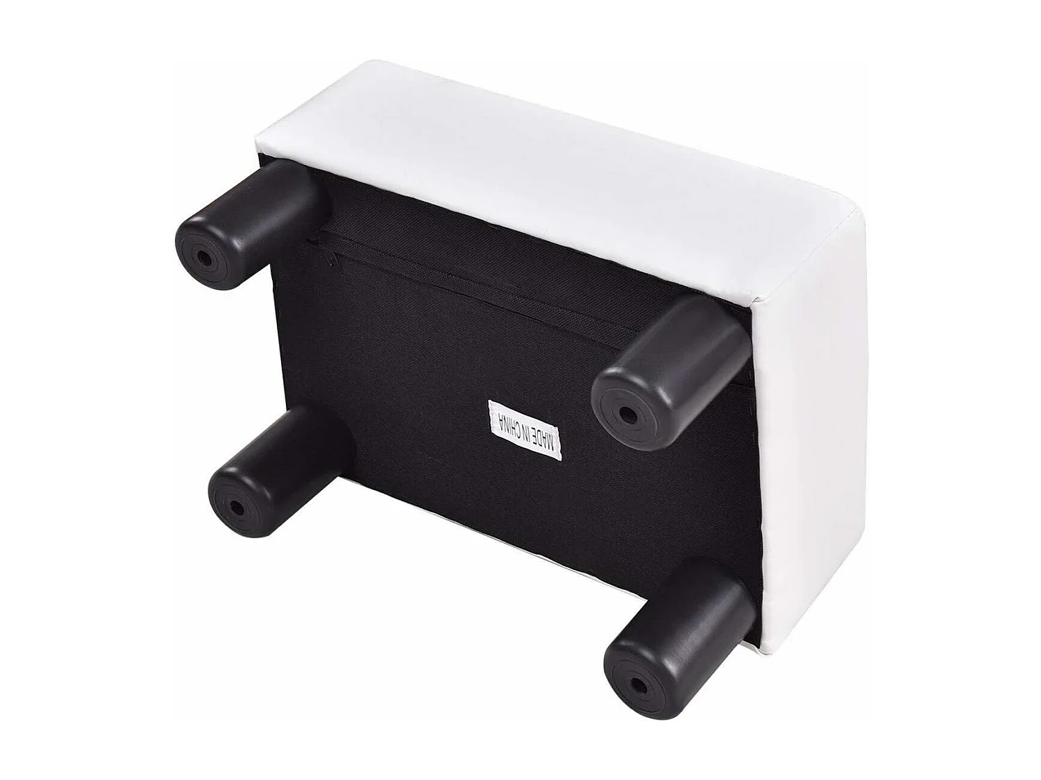 Tabouret Pouf Assis Tabouret Repose-Pieds Cube Siège PU avec Pieds 40*30*24 cm Blanc