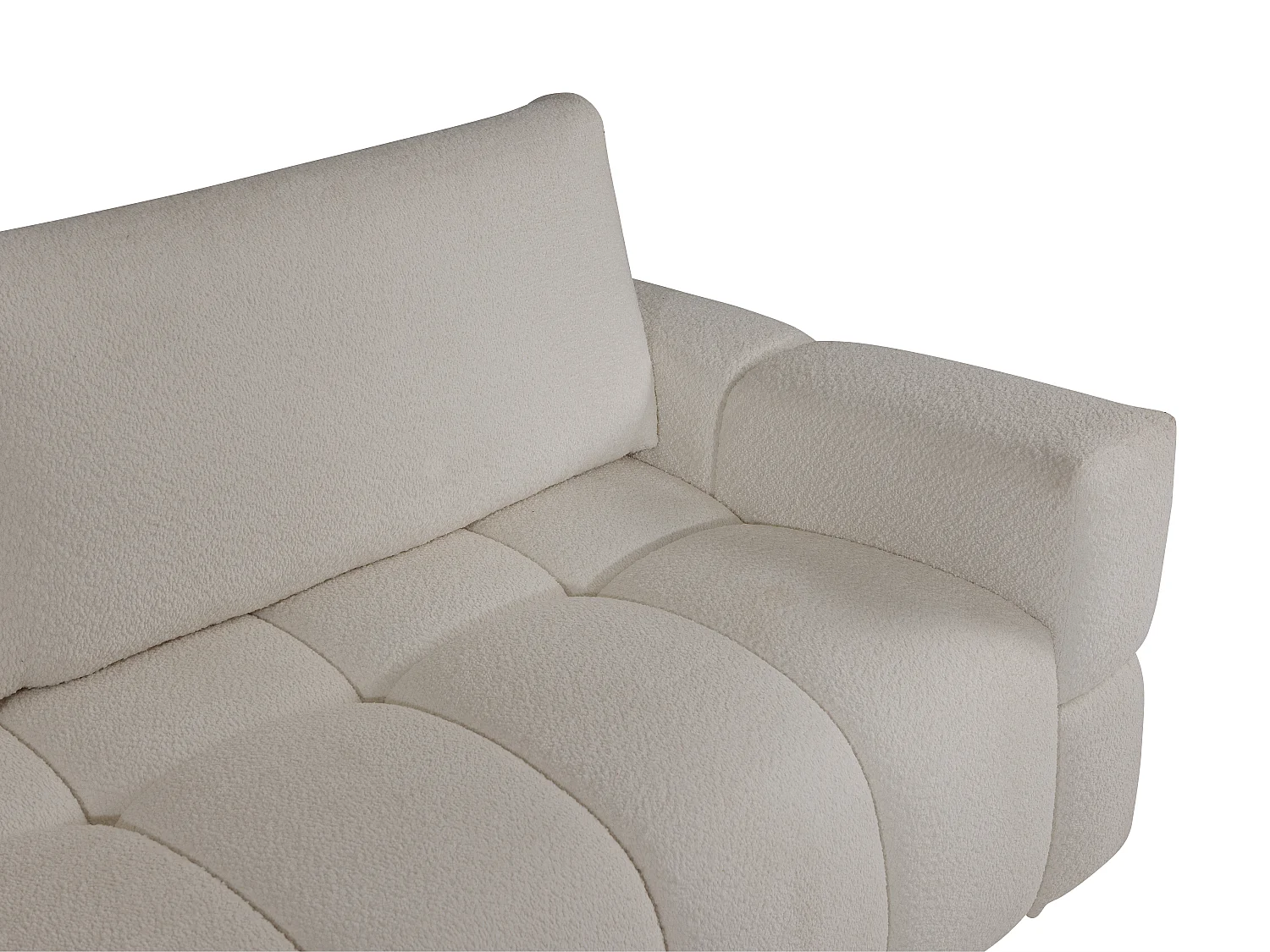 Sofá cama de 3 plazas de tela bouclette crema ISSORO