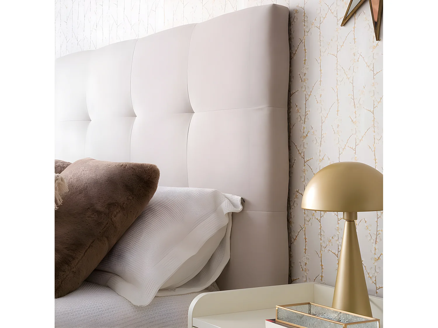 Tête de lit tapissée textile Beige 140x120